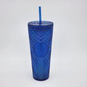 Starbucks Azure Blue Jeweled Tumbler Cold Cup 24 oz Venti Holiday 2022